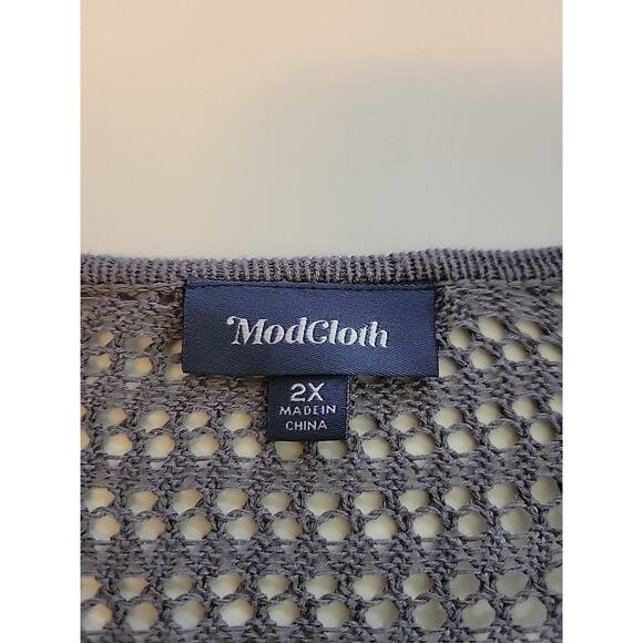 ModCloth 100% Cotton Gray Knit LS Open Front Cardigan Women's Plus 2X - Picture 11 of 12